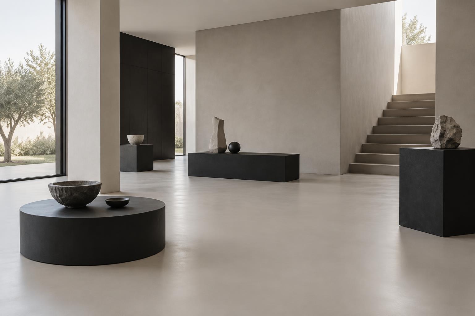 Solid color seamless floor in a gallery