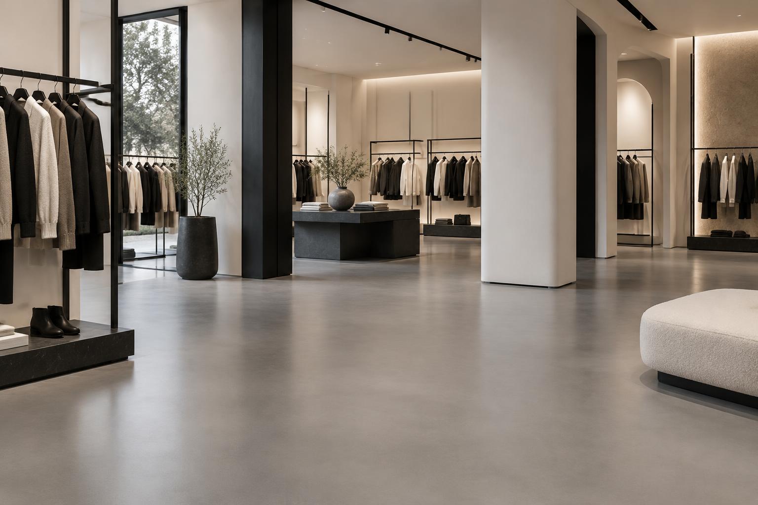 Modern fashion showroom with a seamless performance floor